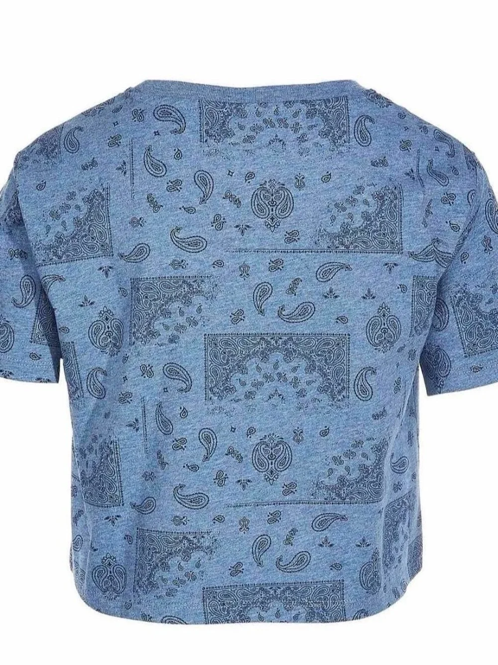 Epic Threads Girls Crop Top Shirt Size 7 Blue Bandana Paisley Graphic Tee